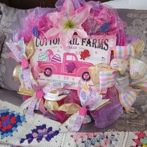 Easter mesh and ribbon wreathe